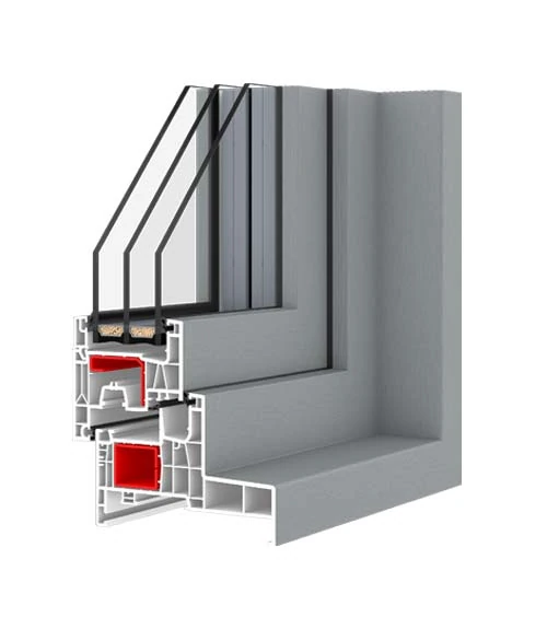 Aluplast IDEAL NEO MD MONOBLOCK lango rėmo pjūvis