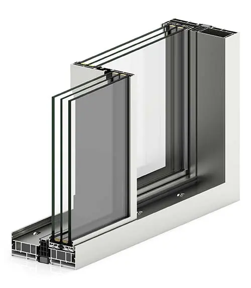 CORTIZO COR VISION PLUS minimalistinės aliuminio stumdomos sistemos pjūvis
