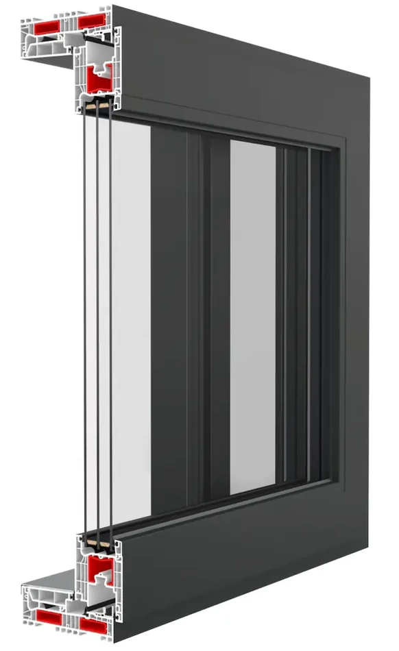 IGLO EDGE SLIDE stumdomos terasų sistemos profilio pjūvis